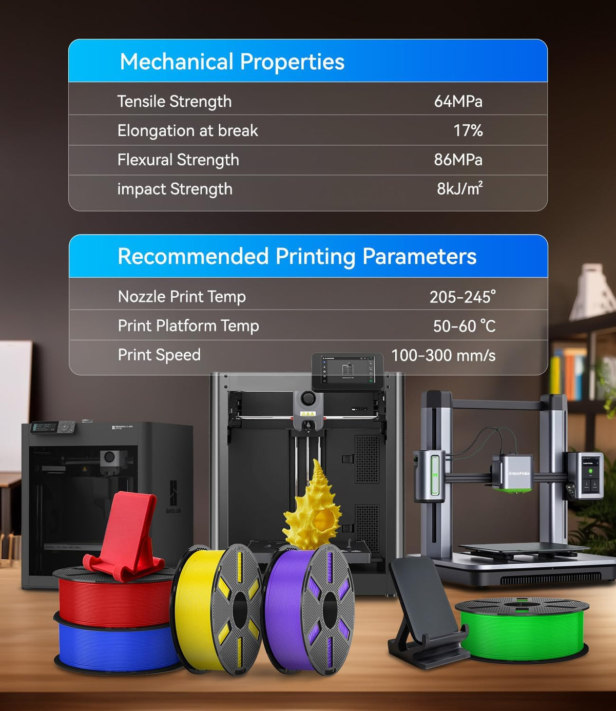 JAYO PLA Plus (PLA+) 1.75mm Filament 4 Colors Bundle, 1.1kg Reusable Spool