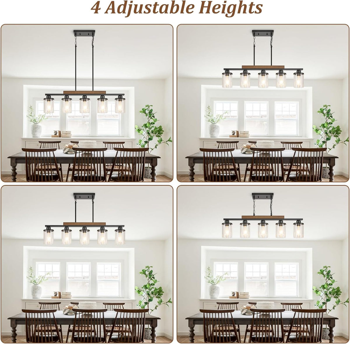 5-Light 32.3in Black Chandelier for Dining Room