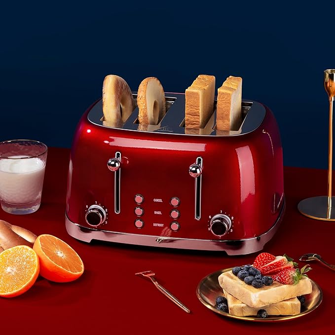 Roter Mond 4 Slice Toaster Retro Stainless Steel