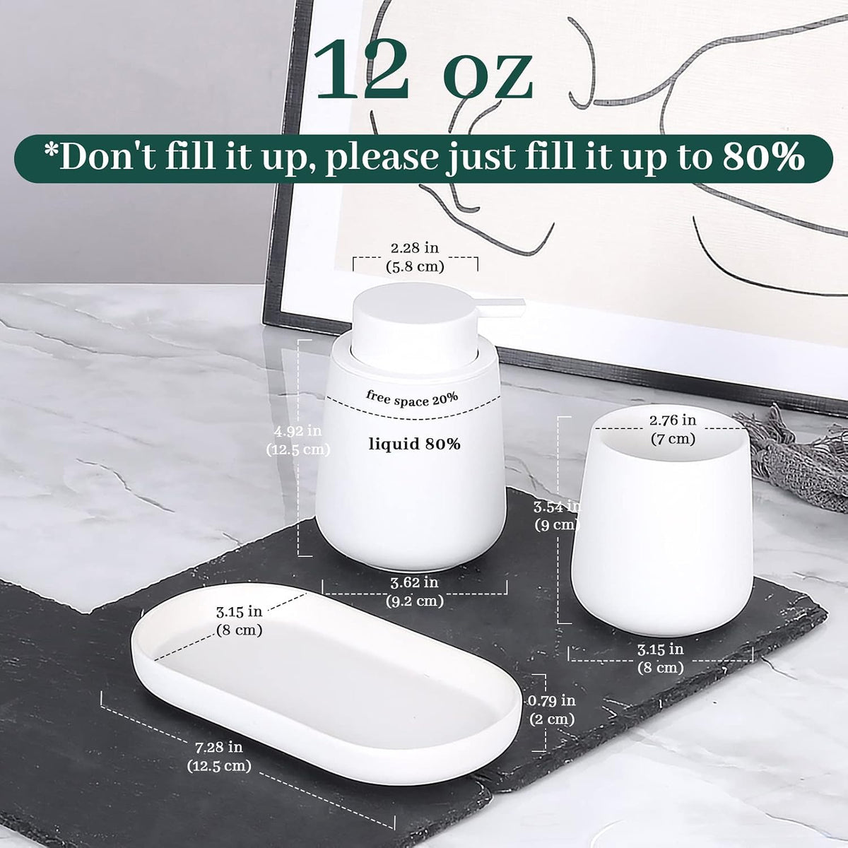 BosilunLife Ceramic Bathroom Accessories Set 3 Pcs