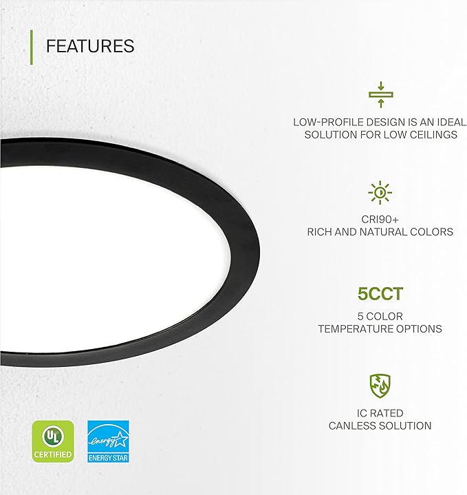 ASD 4 Pack 11/12 Inch LED Recessed Lighting 24W, 5 CCT 2700K-5000K CRI90+