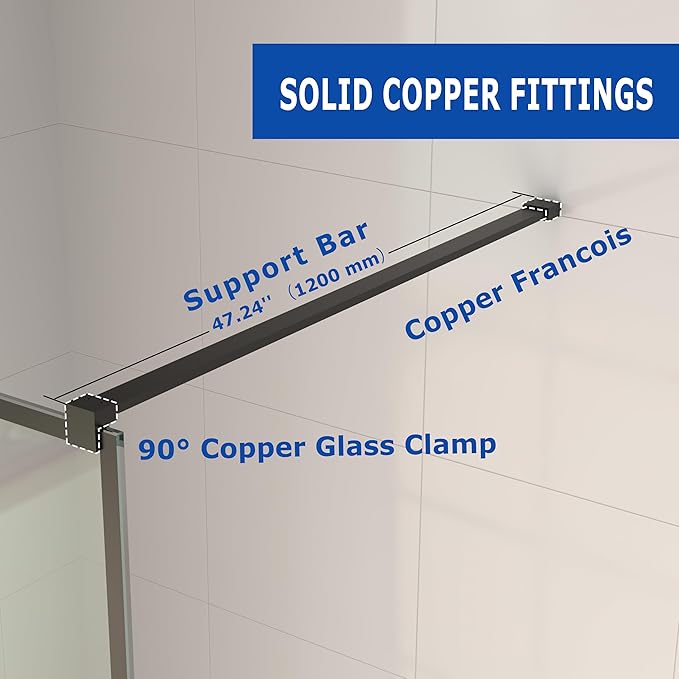 Mainzel 24" W x 76" H Fixed Shower Glass Panel, Frameless 3/8"...