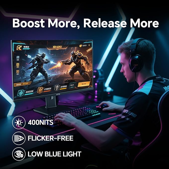 KTC 24 inch Gaming Monitor QHD 180Hz, Fast IPS 1440p Computer Monitor,