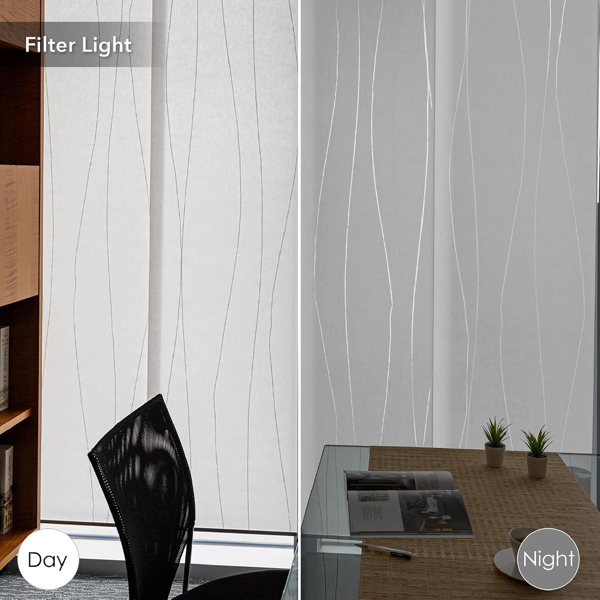 Panel Blinds Light Filter White 45.8"-86" x 96", Catch Me | Wh...