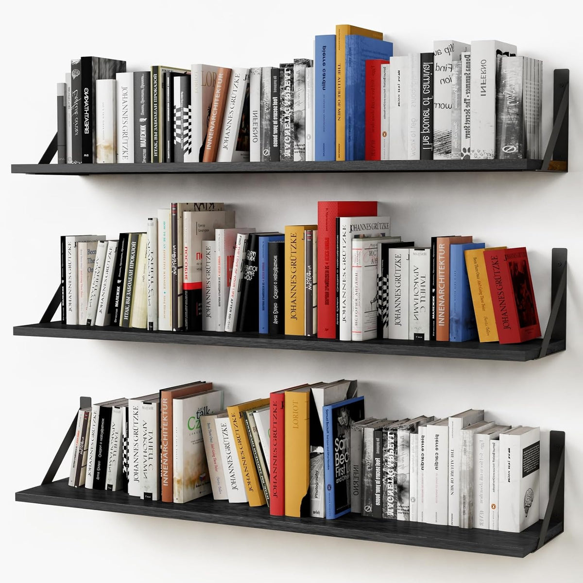 36 Inch Long Floating Shelves 8" Deep, Large Wall Shelf for Bedroom Books
