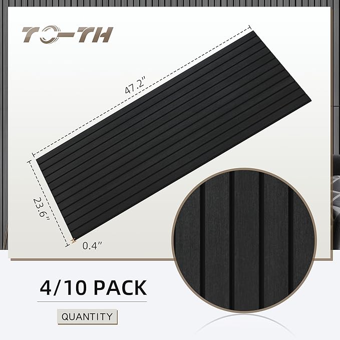 TO-TH Wood-Look Acoustic Panel, 4 Pack 47.2” x 23.6” Soundproof Wall Panels