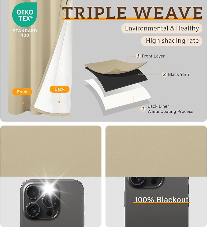 100% Blackout Curtains 108 Inch Length
