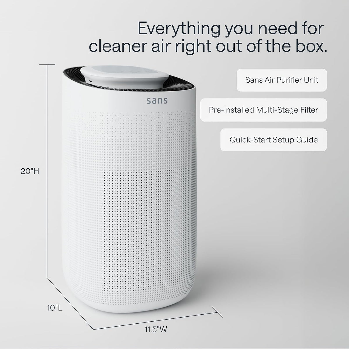 Sans HEPA Air Purifier for Whole Home & Large Rooms, 1,854 Sq Ft - White