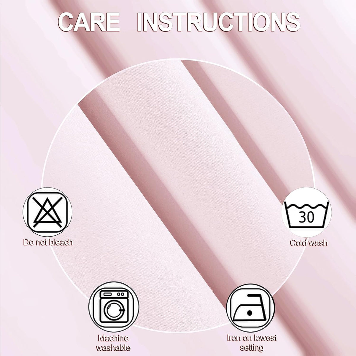 100% Blackout Curtains 52 x 84 Inches Long Thermal Insulated Baby Pink Curtai...