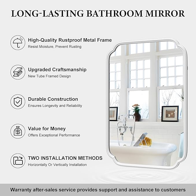 White Bathroom Mirror for Wall 20×30 Inch