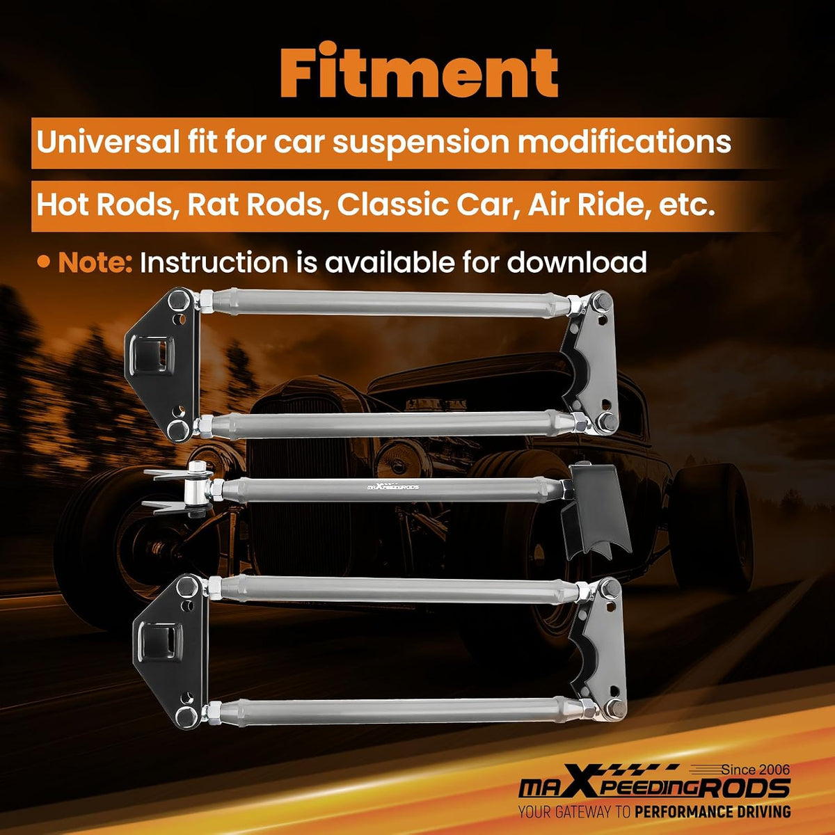 maXpeedingrods Universal Parallel 4 Link Kit for Classic Car & Truck