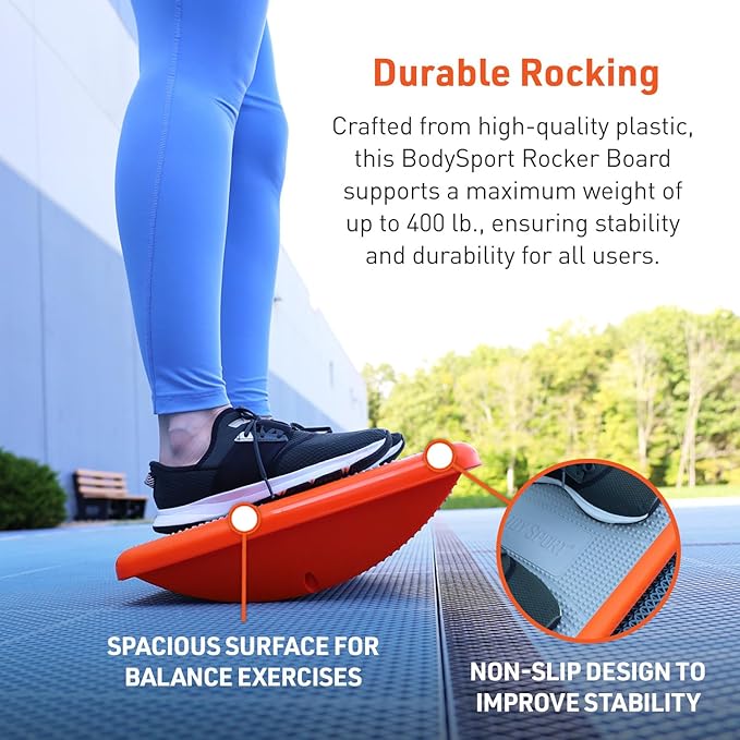 Body Sport Rocker Board for Balance Training, Standing Desk, Physical Therapy...