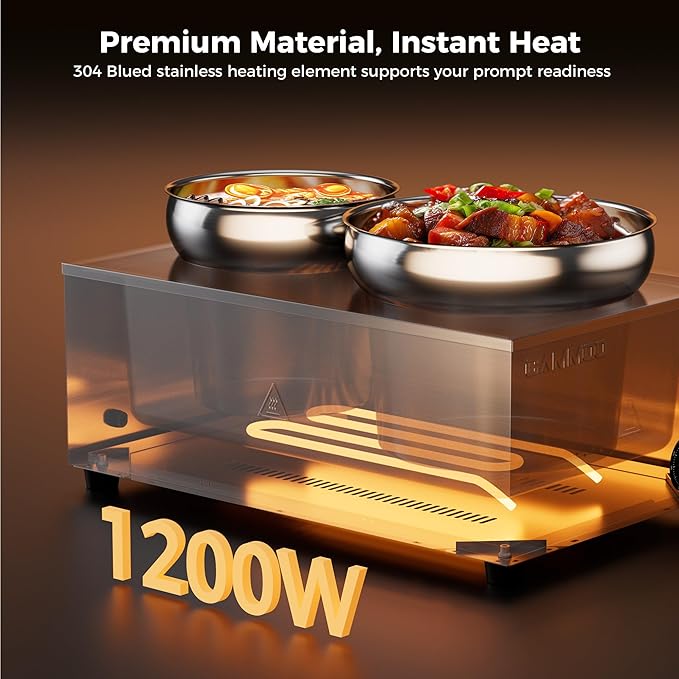 20qt 2-in-1 Electric Soup Warmer and Steam Table Food Warmer, 1200W Stainless
