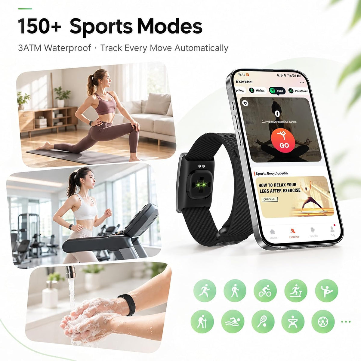 Screenless Fitness Trackers, Smart Band for Men Women with Bluetooth 6.0