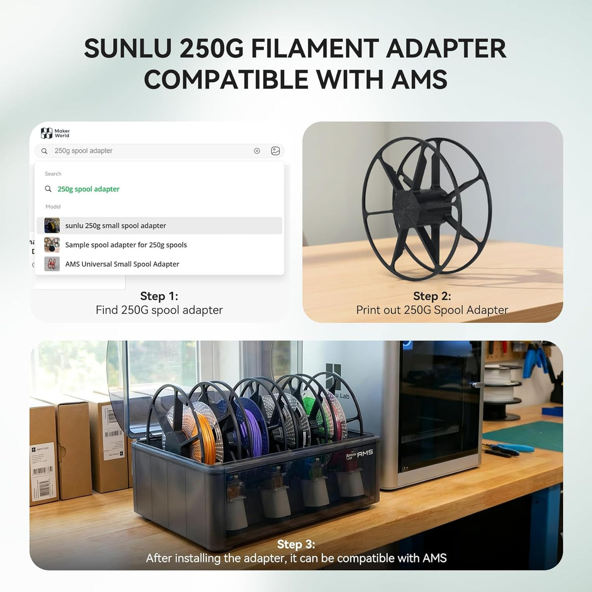 SUNLU 16 Color PLA Filament Bundle Multicolor, 0.25kg per Spool, Total 4KG