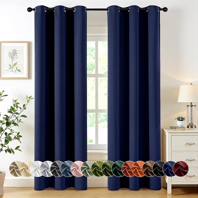 MIULEE Navy Blue Blackout Curtains