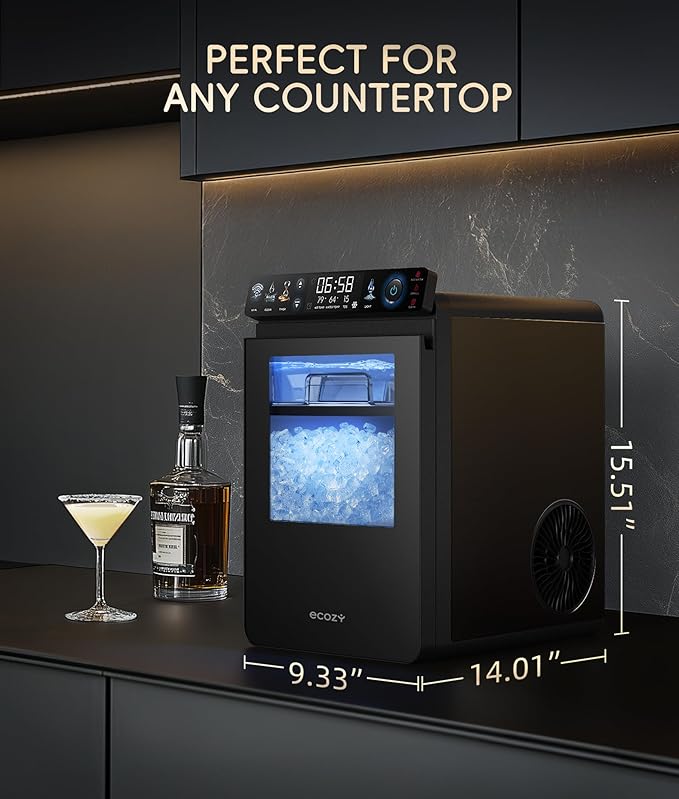 ecozy Nugget Ice Maker Countertop, Smart Pebble Ice Machine
