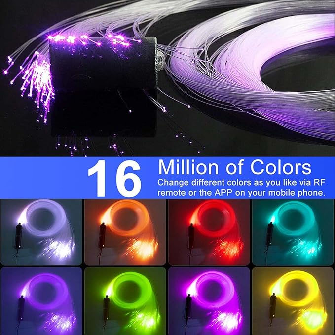 AZIMOM 6W Bluetooth/APP Control RGBW Fiber Optic Lights Star Ceiling Kit Sens...