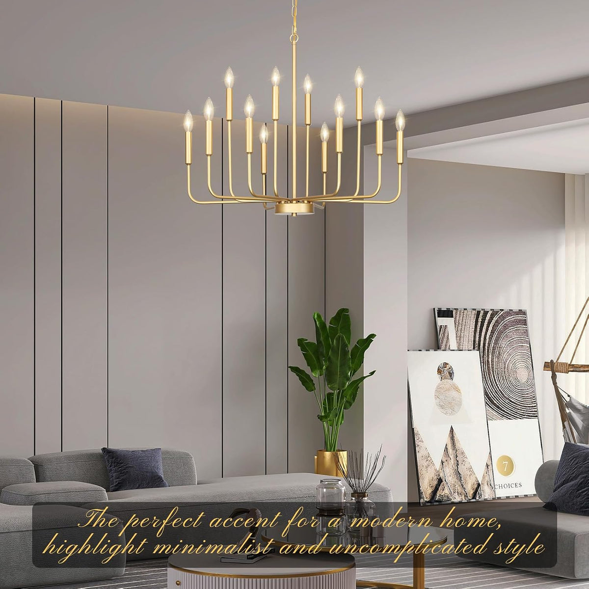 Gold Chandeliers for Dining Room Light Fixture，D32 Inch