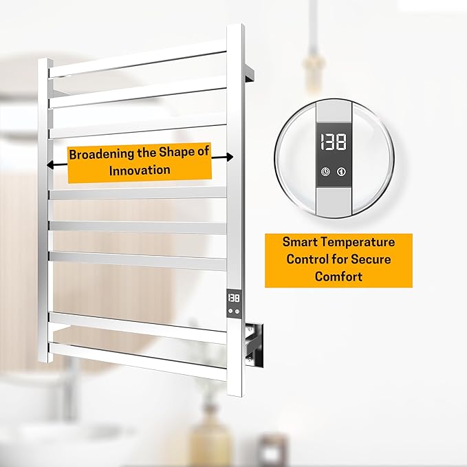 8-Bar Electric Heated Towel Warmer, Fast Heating