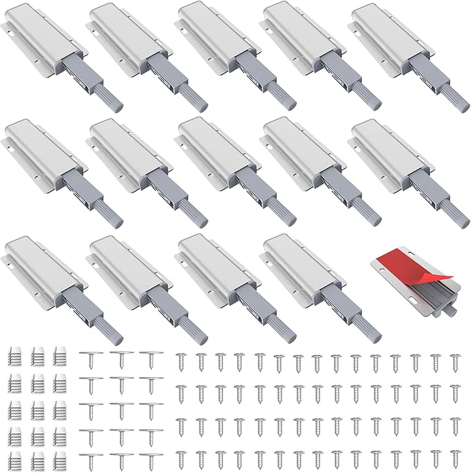 15 Pack Push to Open Cabinet Hardware, Touch Latches