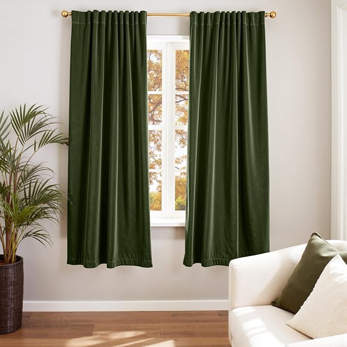 Lazzzy Velvet Blackout Curtains Thermal Insulated Room Window Drapes Super Soft