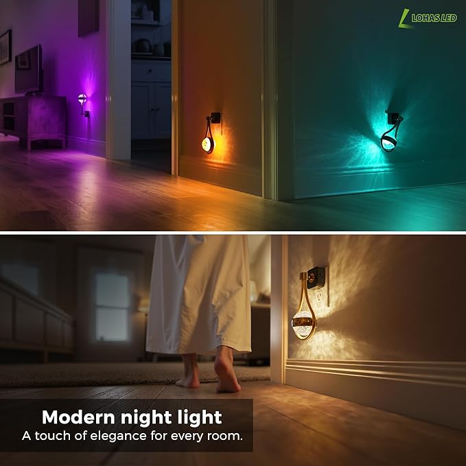 L LOHAS LED Night Lights Plug Into Wall: 2 Pack Star Projector RGB Night Light