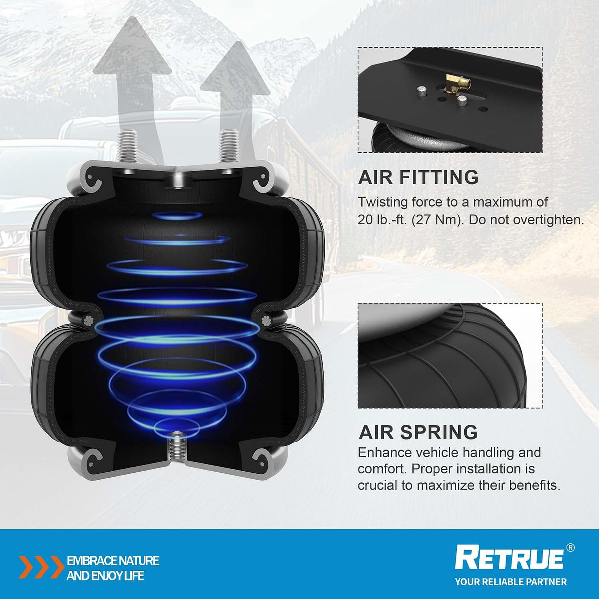 RETRUE Rear Air Bags Suspension Kit for 2015-2025 Ford F150
