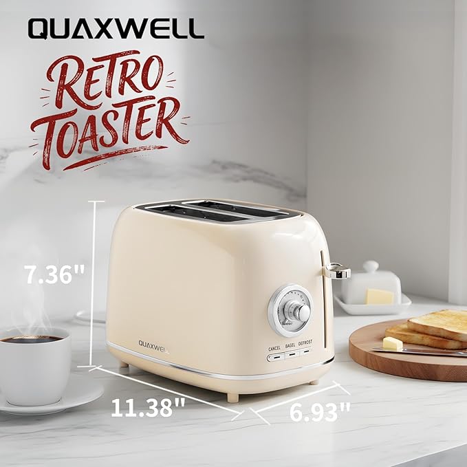 2-Slice Toaster, Wide Slots, 7 Bread Shade Settings, Stainless Steel, and