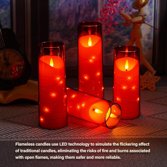 Flameless Candles with Embedded Star String, Battery Operated LED Pillar (Set...