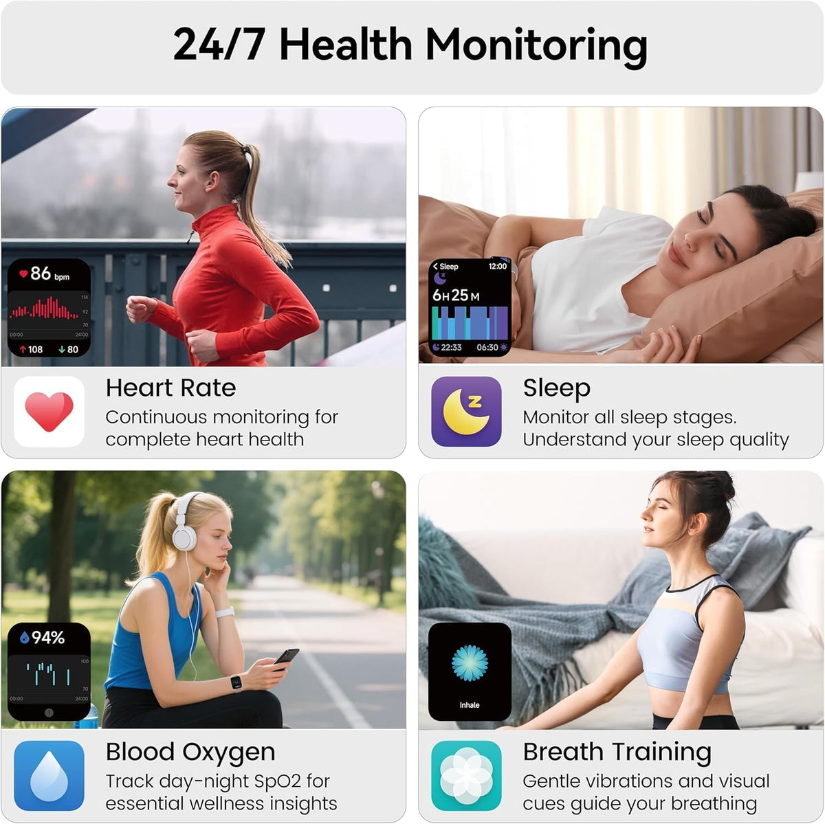 Smart Watch with Alexa Built-in, 1.83" HD Bluetooth Calling Fitness Tracker