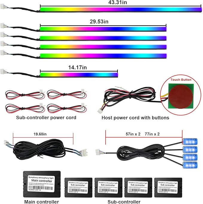 Acrylic Interior Car LED Strip Light, AMKI Dreamcolor Car Neon Light