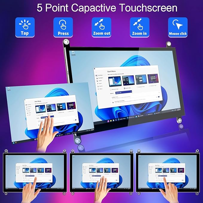 HAMTYSAN 7 Inch Raspberry Pi Screen Touchscreen Monitor 1024x600 Small HDMI