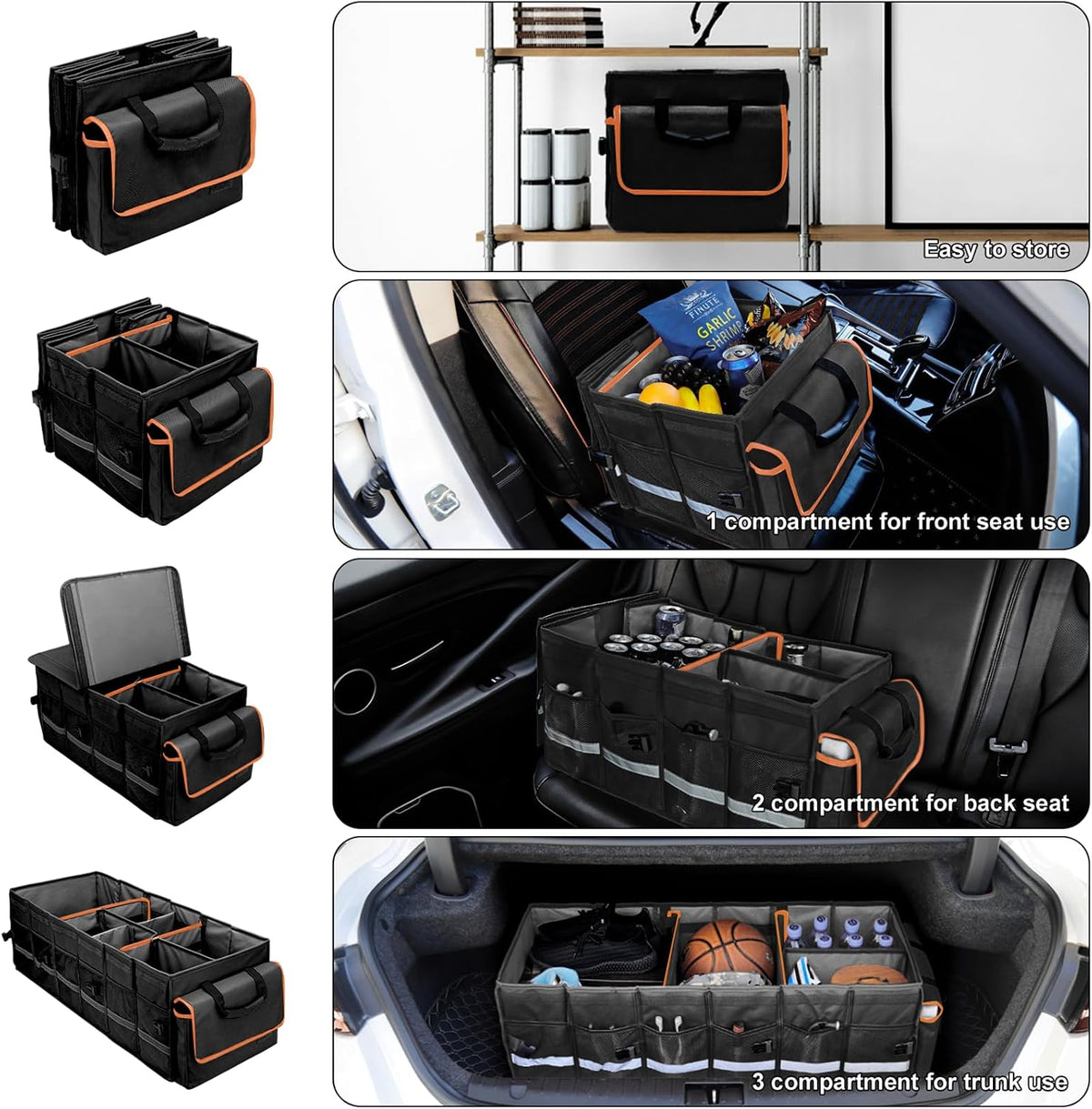 Car Trunk Organizer and Storage with Lid & Removable Leakproof Cooler Bag...