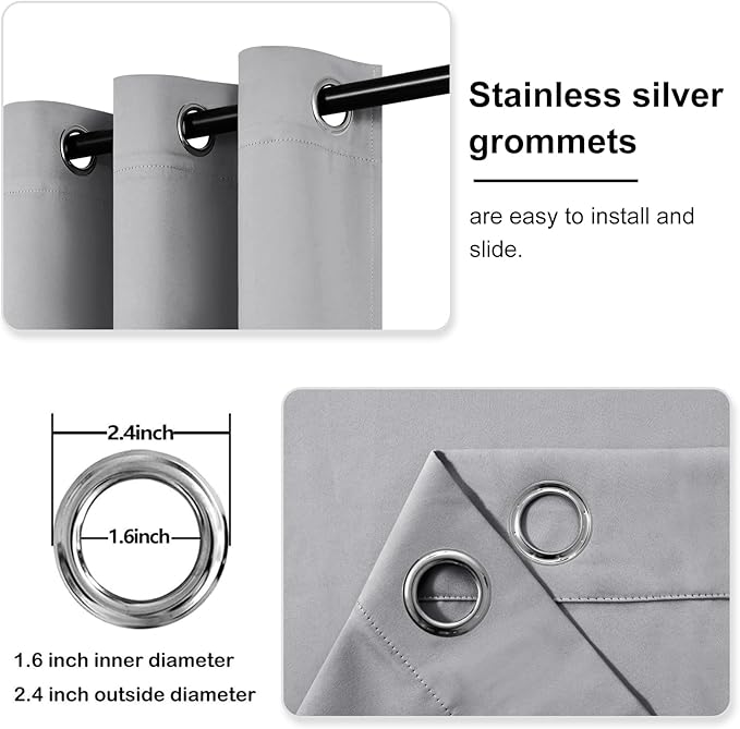 DWCN Blackout Curtains for Bedroom, Room Darkening Thermal Drapes, 60W Inch