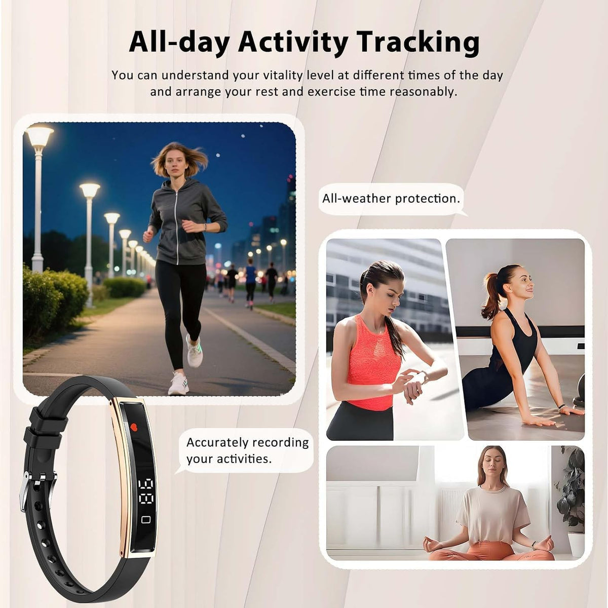 Fitness Health/Calorie Tracker with 2 Bands, Sleep Detection Bracelet
