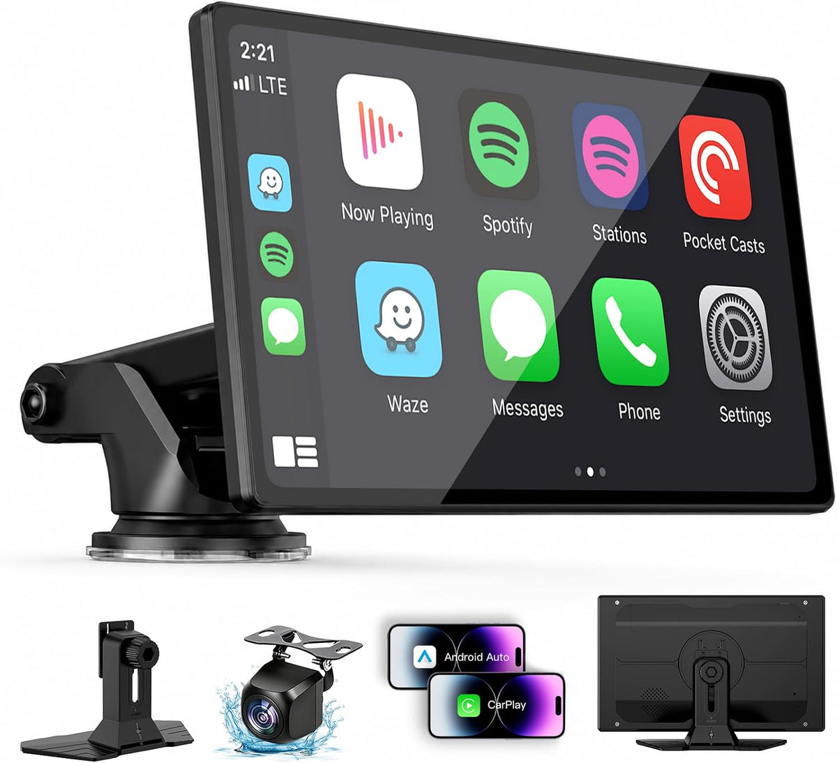 9" Wireless CarPlay Screen with Apple Car Play & Android Auto for Ca...