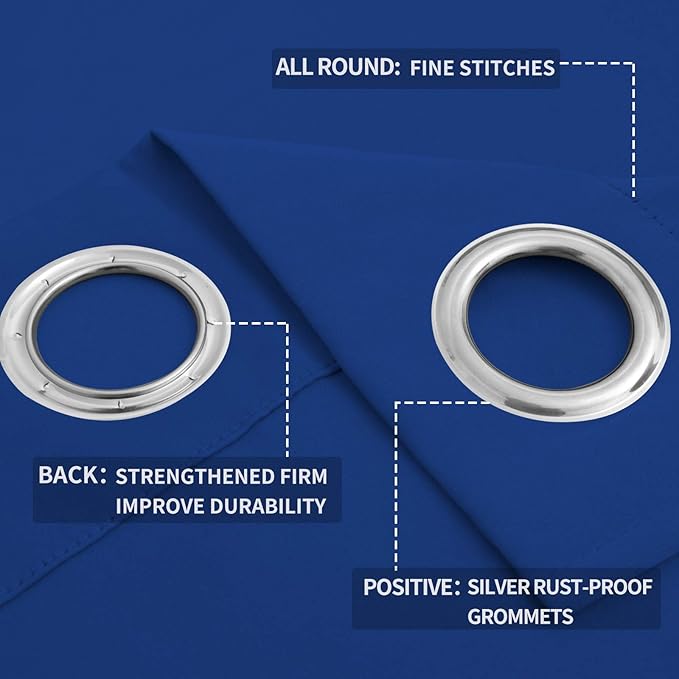 Easy-Going Blackout Curtains for Bedroom, Solid Thermal Insulated Grommet and