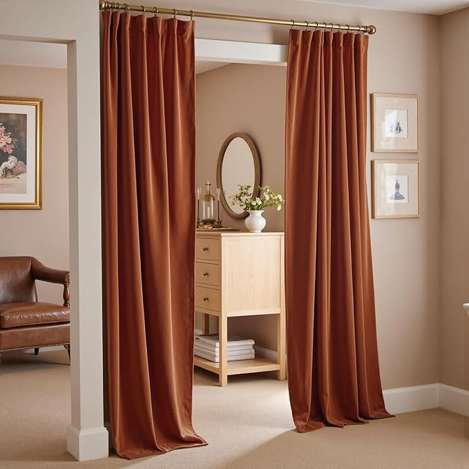 Lazzzy Velvet Blackout Curtains Thermal Insulated Room Window Drapes Super Soft