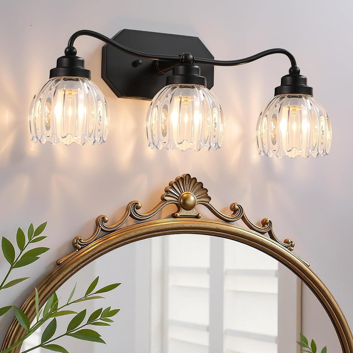 Vintage 3 Light Vanity Lights,Black Matte Antique Finish