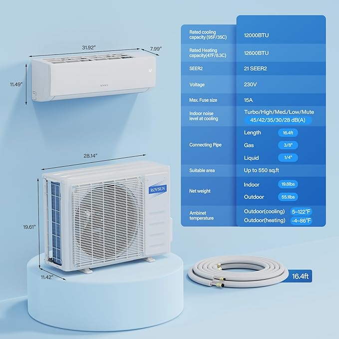 ROVSUN 12000 BTU Wifi Enabled Mini Split Air Conditioner & Heater
