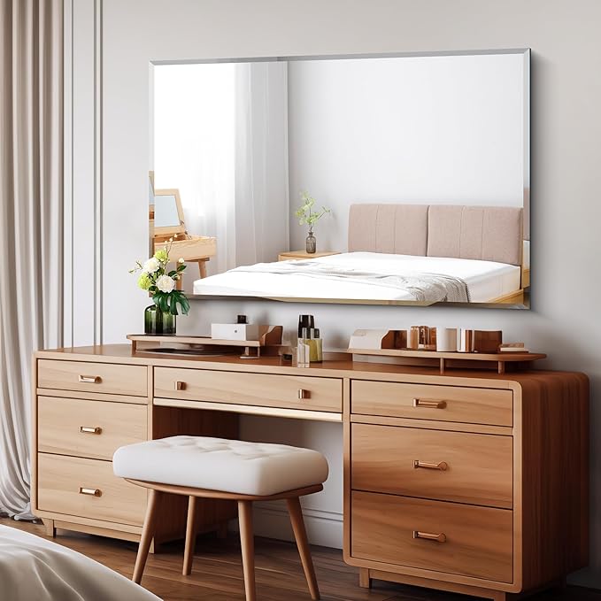 CILIBER Beveled Bathroom Mirror, 30x48 Large Frameless Mirrors