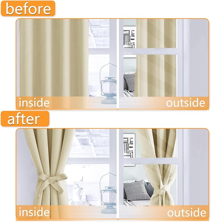 Hiasan Blackout Curtains for Bedroom, 60 x 84 Inches Long
