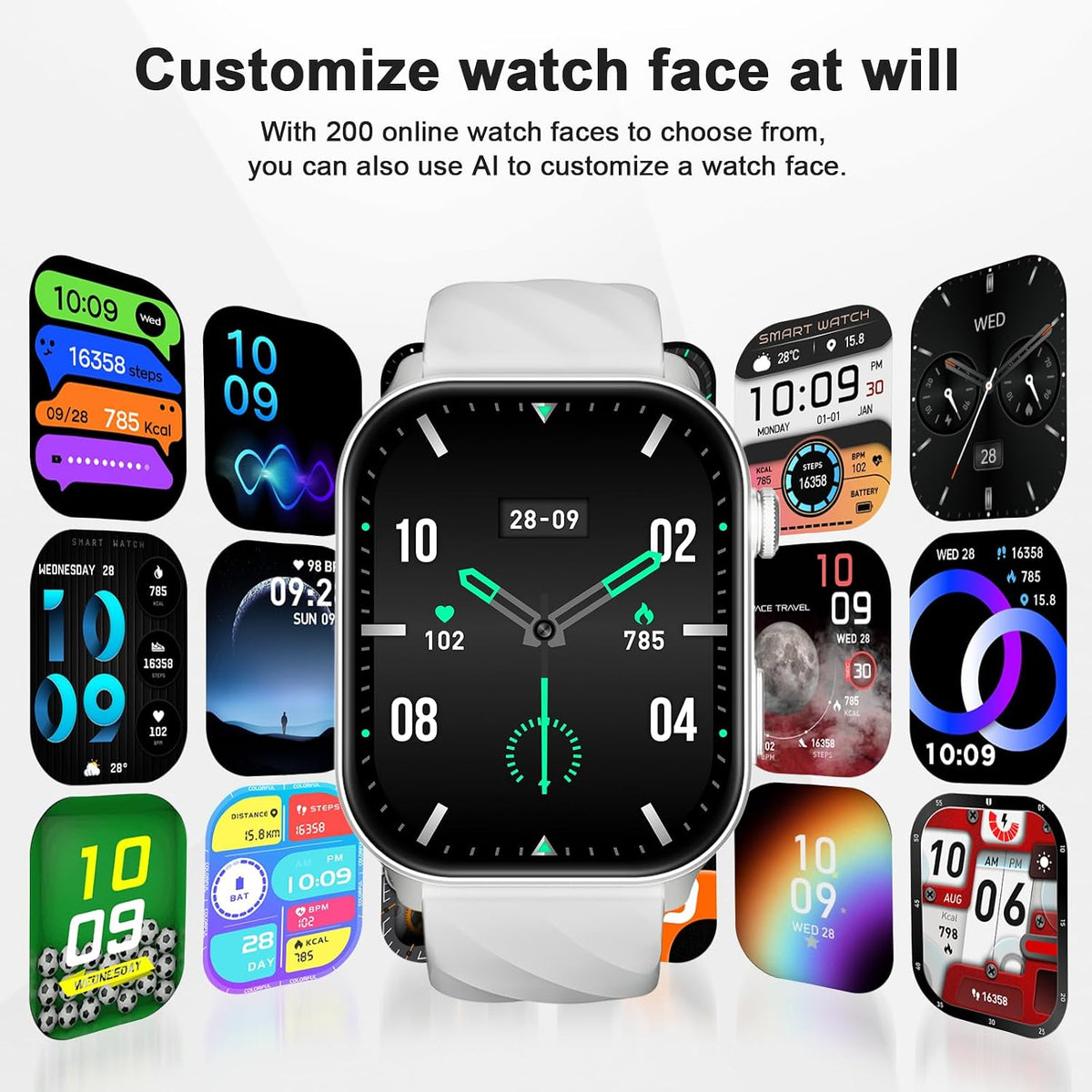 Smart Watch, GPS, 2.01" HD Touch Fitness Watch, Silver Gray