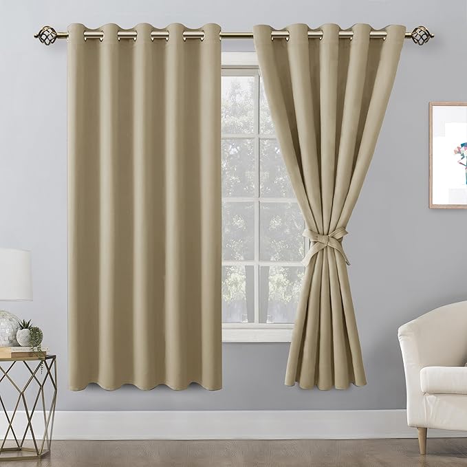 Hiasan Blackout Curtains for Bedroom, 60 x 63 Inches Length