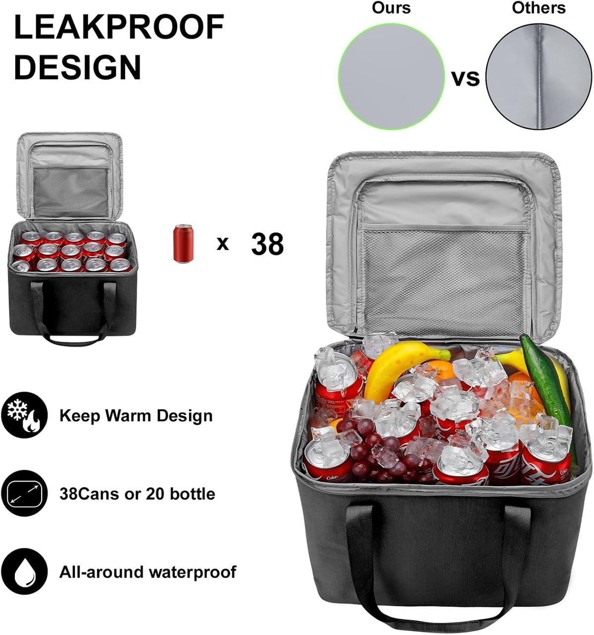 Car Trunk Organizer and Storage with Lid & Removable Leakproof Cooler Bag...