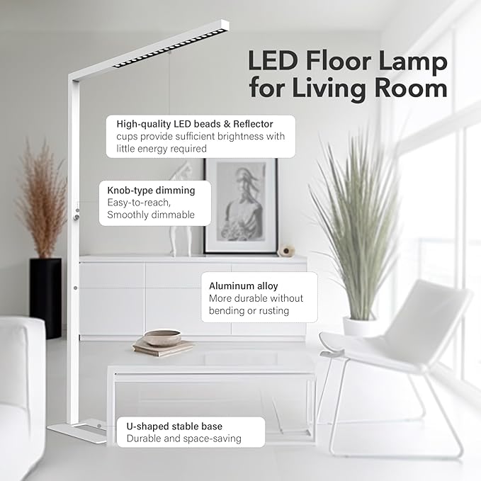 STERREN 77" LED Floor Lamp for Office, 7350LM Dimmable Eye-Care Standing...