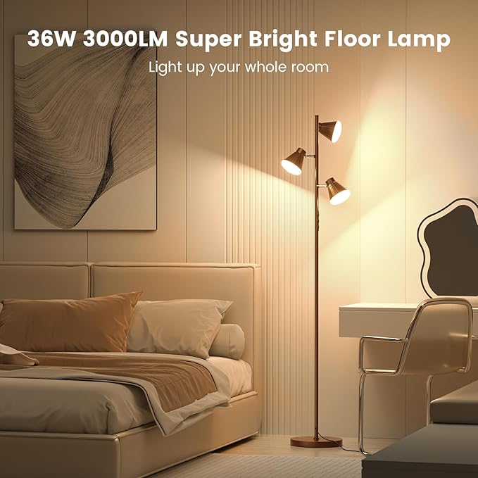 SIBRILLE 36W LED Tree Floor Lamp, Dimmable Tall Standing Lamp