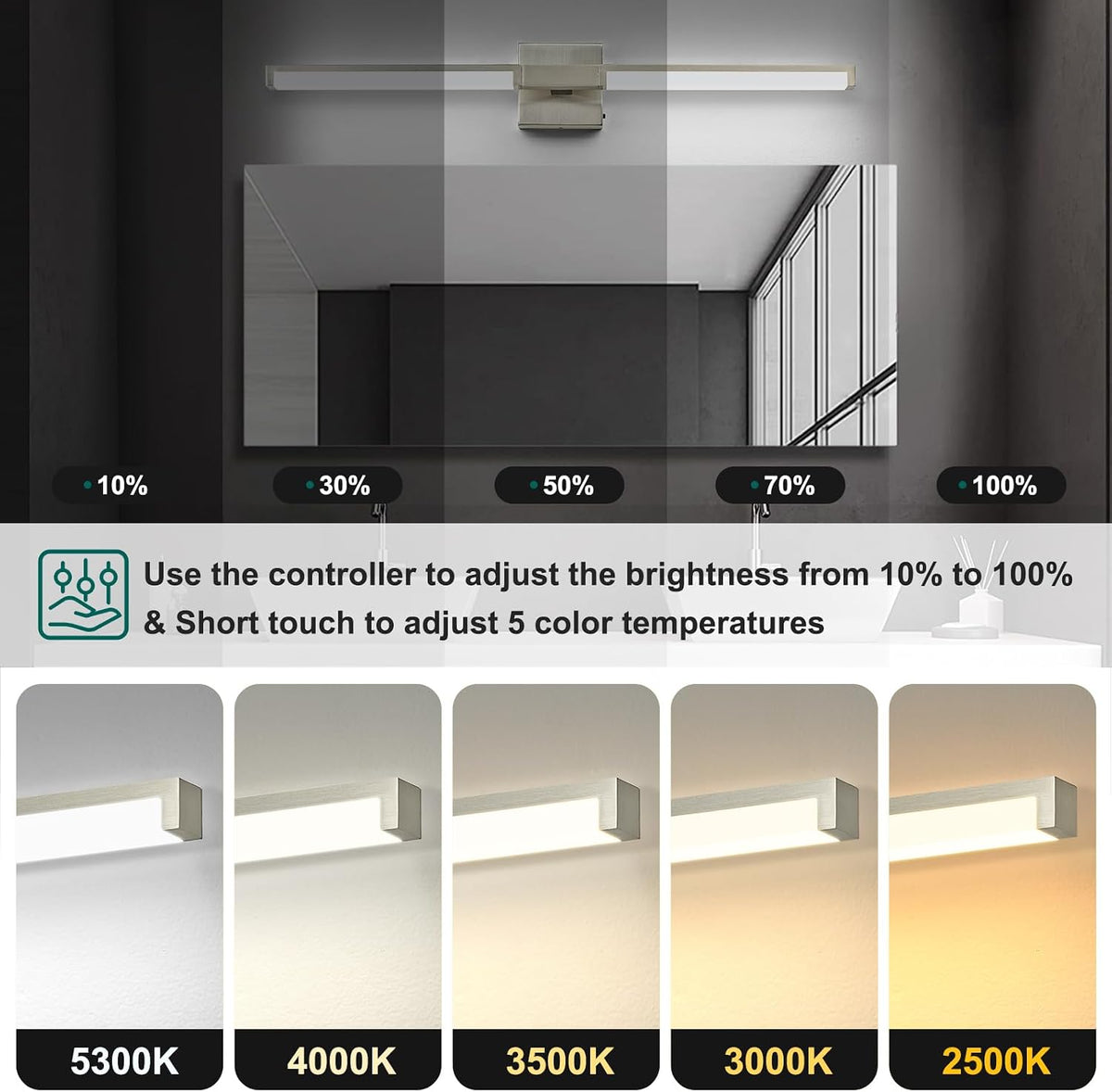 Bathroom Light Fixtures Over Mirror, 32 Inch Vanity Light Brushed Nickel