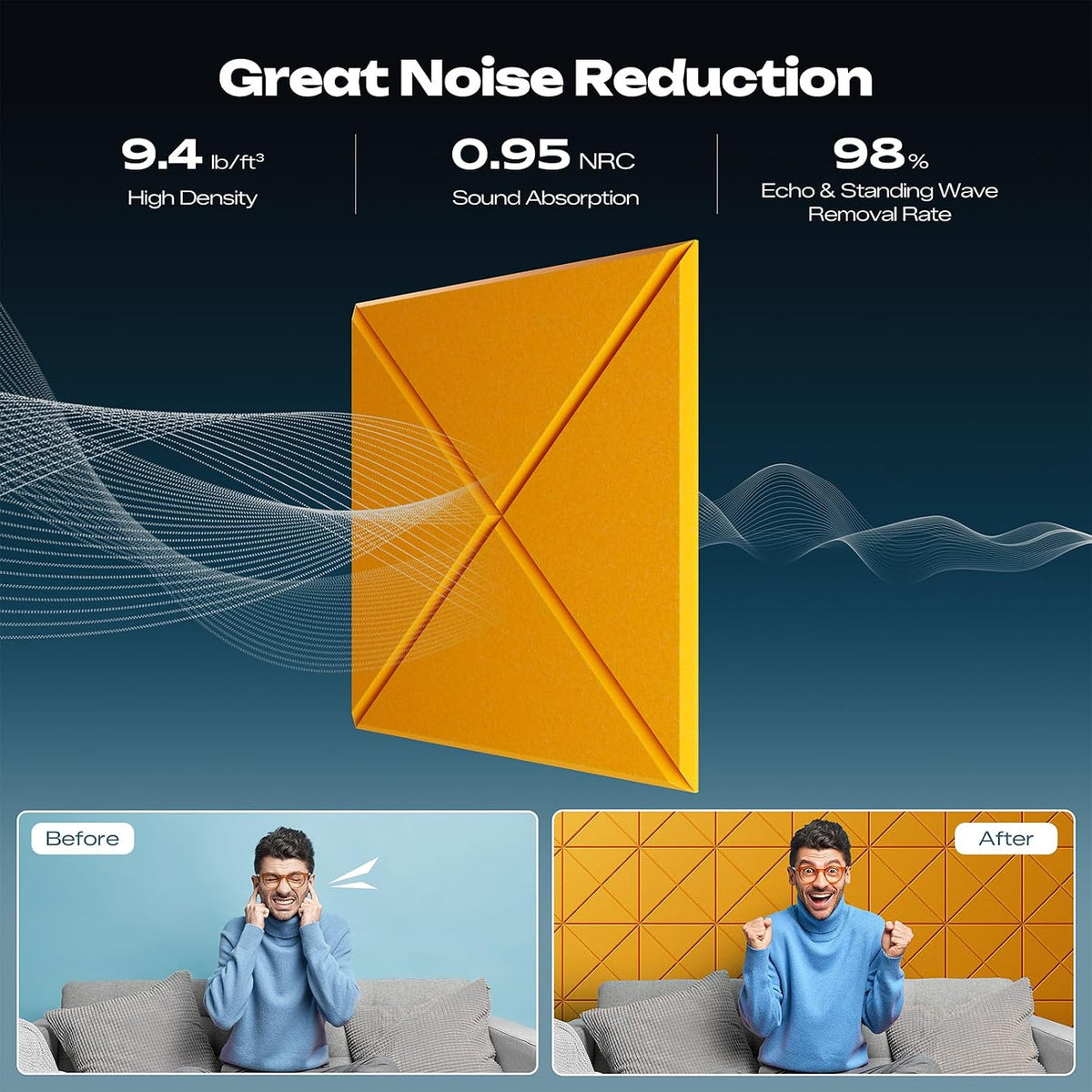 Sonicism 12 Pack X-Lined Acoustic Panels